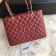 Chanel Shopping Bag 34 Wine Red Grained Calfskin Gold Chain - 2