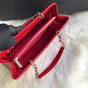 Chanel Shopping Bag 34 Red Grained Calfskin Silver Chain - 2