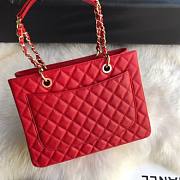 Chanel Shopping Bag 34 Red Grained Calfskin Gold Chain - 6