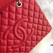 Chanel Shopping Bag 34 Red Grained Calfskin Gold Chain - 3