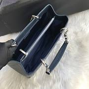 Chanel Shopping Bag 34 Navy Blue Grained Calfskin Silver Chain - 5