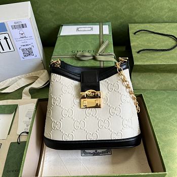 Gucci Handbag GG Embossed 25 Black Leather