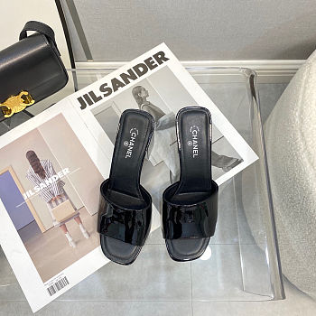 Chanel Sandal Heels Black Shiny 9304