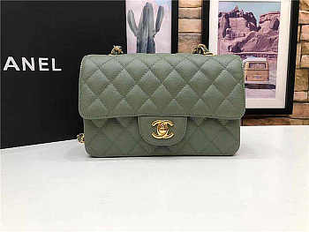 Chanel Flap Bag Green Caviar 20 Gold/Silver Hardware