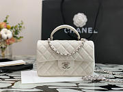 Chanel Mini Handle 20 White Caviar Silver Tone 9352 - 1