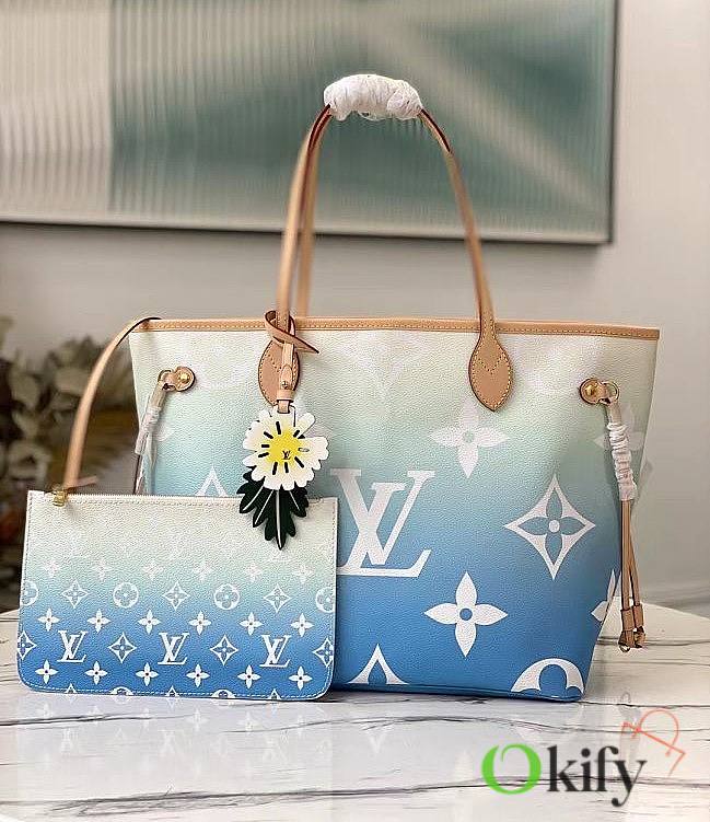 LV M45678 NEVERFULL MM By the Pool Blue - 1