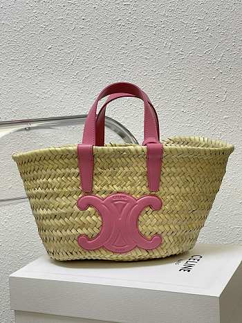 Celine Small 20 Triomphe Classic Panier in palm leaves Pink
