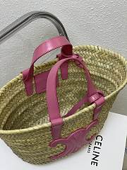 Celine Small 20 Triomphe Classic Panier in palm leaves Pink - 5