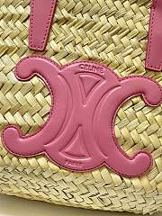 Celine Small 20 Triomphe Classic Panier in palm leaves Pink - 4