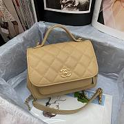 CC Mini Flap Bag 19 Top Handle Grained Calfskin Beige 5370 - 1