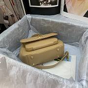 CC Mini Flap Bag 19 Top Handle Grained Calfskin Beige 5370 - 6