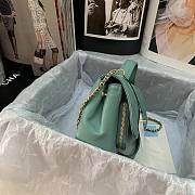 CC Mini Flap Bag 19 Top Handle Grained Calfskin Blue Teal 5364 - 3