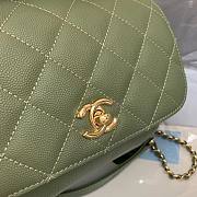 CC Mini Flap Bag 19 Top Handle Grained Calfskin Green 5347 - 6