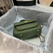 CC Mini Flap Bag 19 Top Handle Grained Calfskin Green 5347 - 5