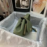 CC Mini Flap Bag 19 Top Handle Grained Calfskin Green 5347 - 4