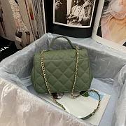 CC Mini Flap Bag 19 Top Handle Grained Calfskin Green 5347 - 3