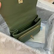 CC Mini Flap Bag 19 Top Handle Grained Calfskin Green 5347 - 2