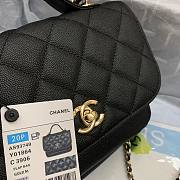 CC Mini Flap Bag 19 Top Handle Grained Calfskin Black 25cm  - 4