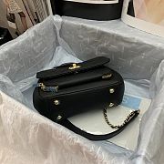 CC Mini Flap Bag 19 Top Handle Grained Calfskin Black 25cm  - 3