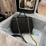 CC Mini Flap Bag 19 Top Handle Grained Calfskin Black 25cm  - 2