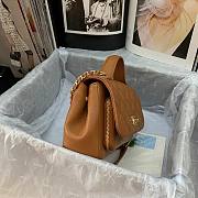 CC Mini Flap Bag 19 Top Handle Grained Calfskin Brown 5343 - 2