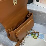 CC Mini Flap Bag 19 Top Handle Grained Calfskin Brown 5343 - 3