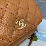 CC Mini Flap Bag 19 Top Handle Grained Calfskin Brown 5343 - 4
