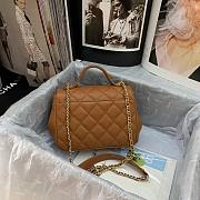 CC Mini Flap Bag 19 Top Handle Grained Calfskin Brown 5343 - 5