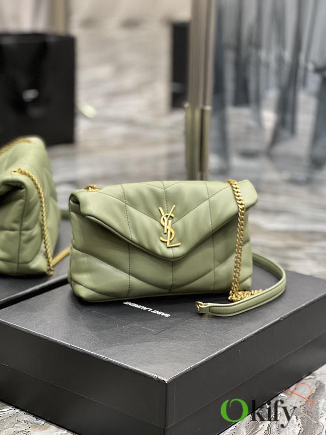 YSL Small 23 Loulou Puffer Green Lambskin Gold Hardware - 1