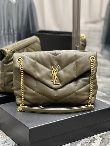 YSL Large 35 Loulou Puffer Olive Lambskin Gold Hardware