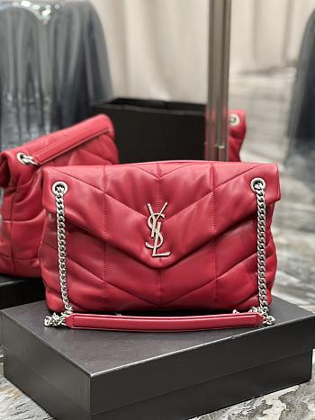 YSL Large 35 Loulou Puffer Red Lambskin Silver Hardware