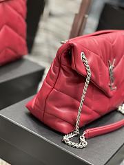YSL Large 35 Loulou Puffer Red Lambskin Silver Hardware - 4