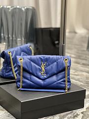 YSL Medium 29 Loulou Puffer Blue Lambskin Gold Hardware - 1