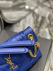 YSL Medium 29 Loulou Puffer Blue Lambskin Gold Hardware - 3