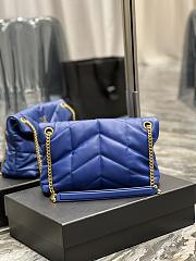 YSL Medium 29 Loulou Puffer Blue Lambskin Gold Hardware - 4