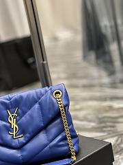 YSL Medium 29 Loulou Puffer Blue Lambskin Gold Hardware - 6