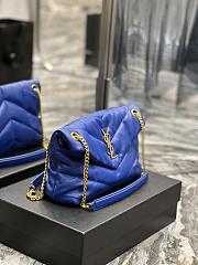 YSL Medium 29 Loulou Puffer Blue Lambskin Gold Hardware - 5