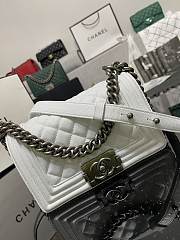 Chanel Small Leboy Classic White Carvia Silver/Gold Hardware 67086 - 4