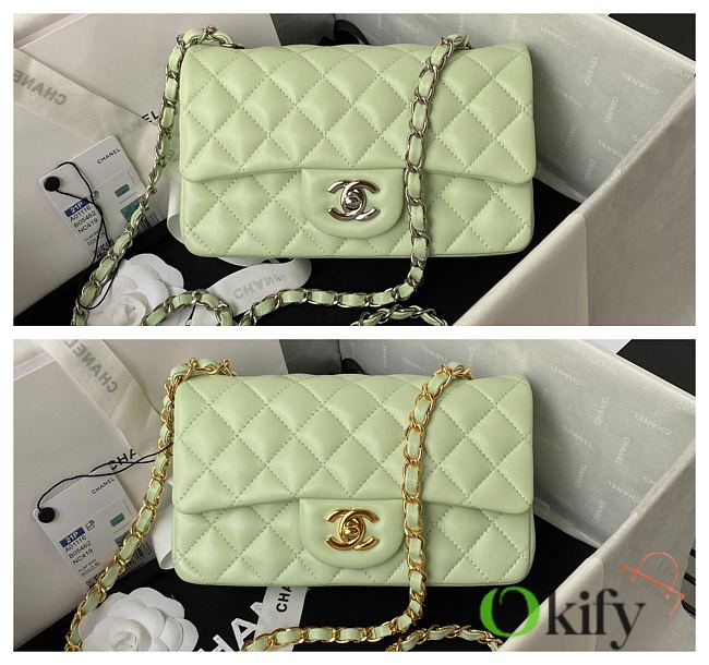 Chanel Flapbag Small Light Green Lambskin Silver/Gold Hardware - 1