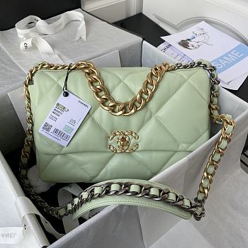 Chanel 19 Handbag Soft Lambskin 30 Large Bubble Gum Green 