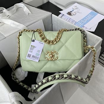 Chanel 19 Handbag Soft Lambskin 26 Medium Bubble Gum Green