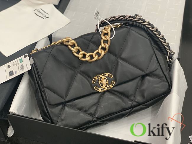 Chanel 19 Handbag Soft Lambskin 36 Maxi Black AS1162 - 1