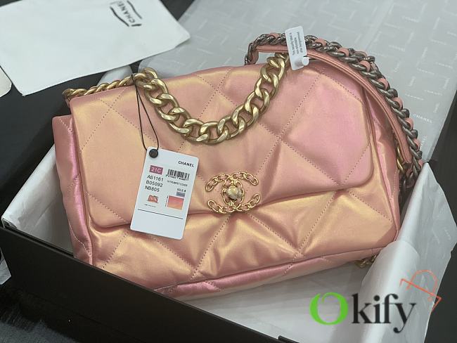Chanel 19 Handbag Soft Lambskin 36 Maxi Pink AS1162 - 1