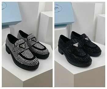 Prada Silver/Black Crystal Shoes 9443