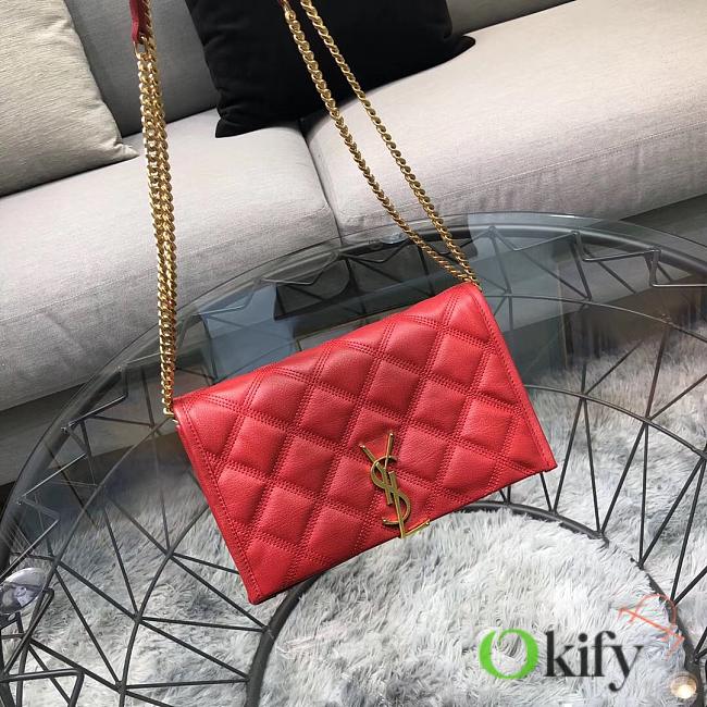YSL Becky 22.5 Red Quilted BagsAll 5139 - 1