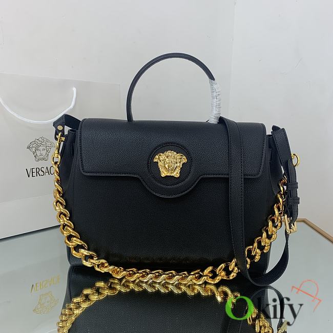Versace La Medusa Large 35 Handbag in Black Gold Hardware - 1