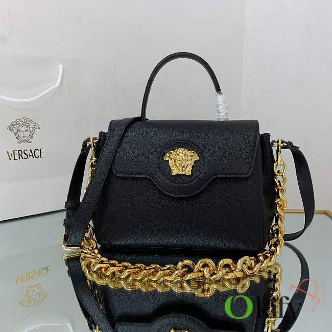 Versace La Medusa Medium 25 Handbag in Black Gold Hardware - 1