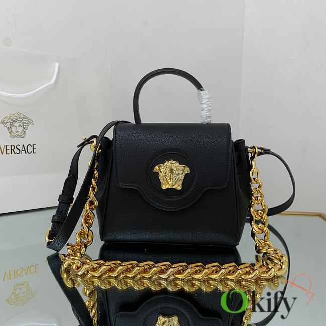 Versace La Medusa Small 20 Handbag in Black Gold Hardware - 1