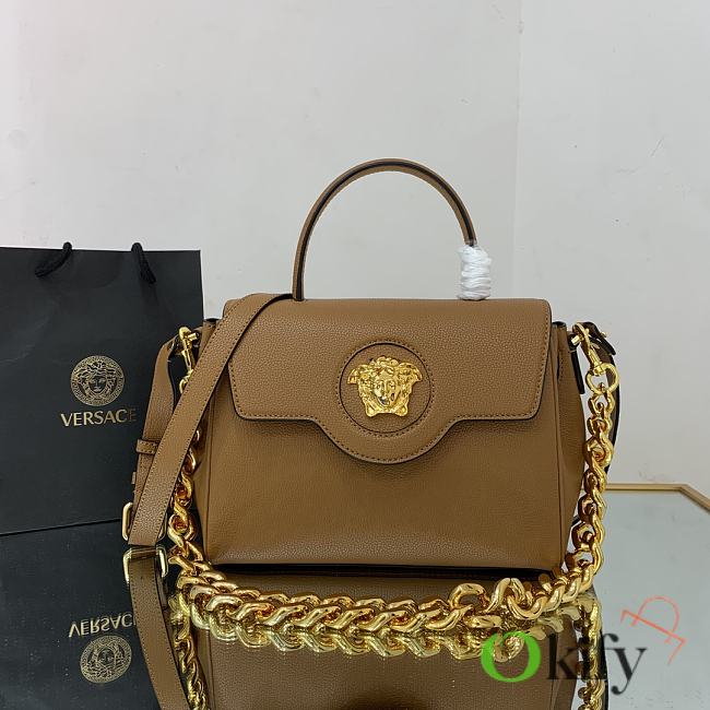 Versace La Medusa Medium 25 Handbag in Brown Gold Hardware - 1