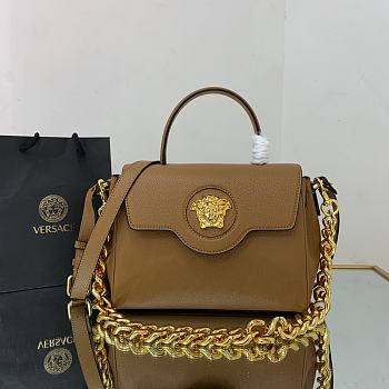 Versace La Medusa Medium 25 Handbag in Brown Gold Hardware